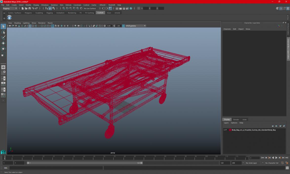 Body Bag on a Hospital Gurney 3D model