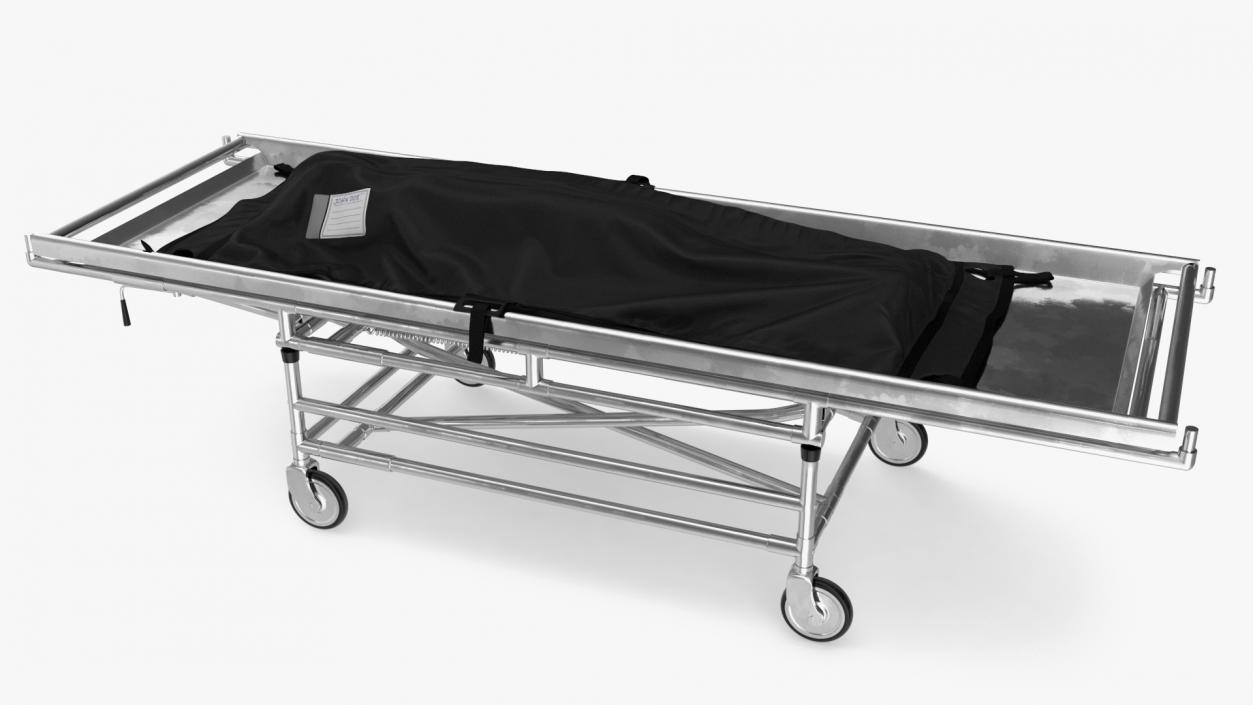 Body Bag on a Hospital Gurney 3D model