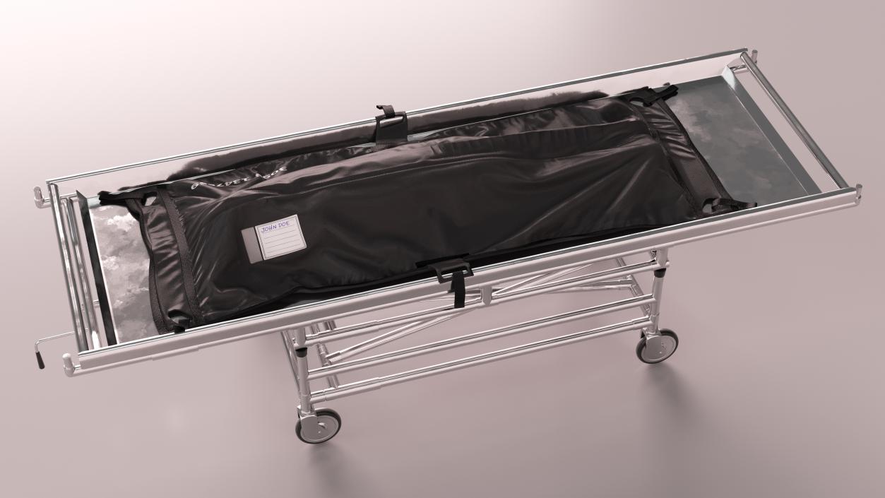 Body Bag on a Hospital Gurney 3D model