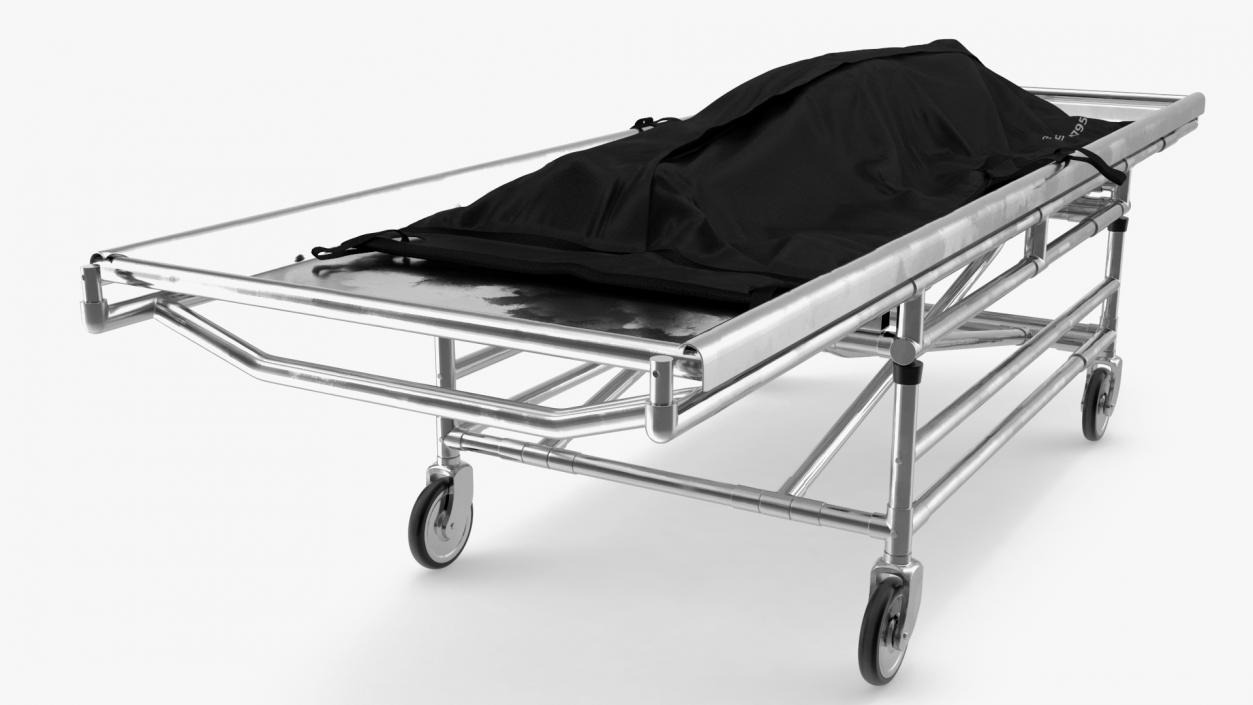 Body Bag on a Hospital Gurney 3D model