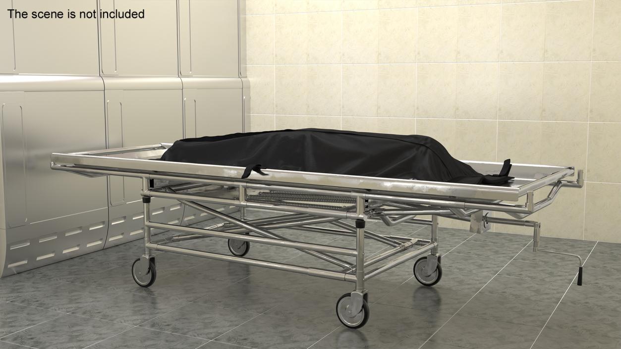 Body Bag on a Hospital Gurney 3D model