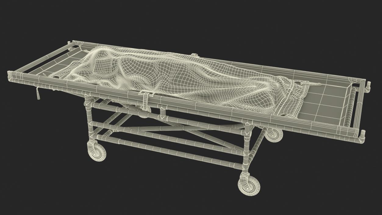 Body Bag on a Hospital Gurney 3D model