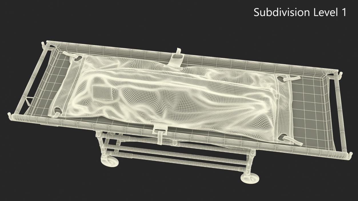 Body Bag on a Hospital Gurney 3D model