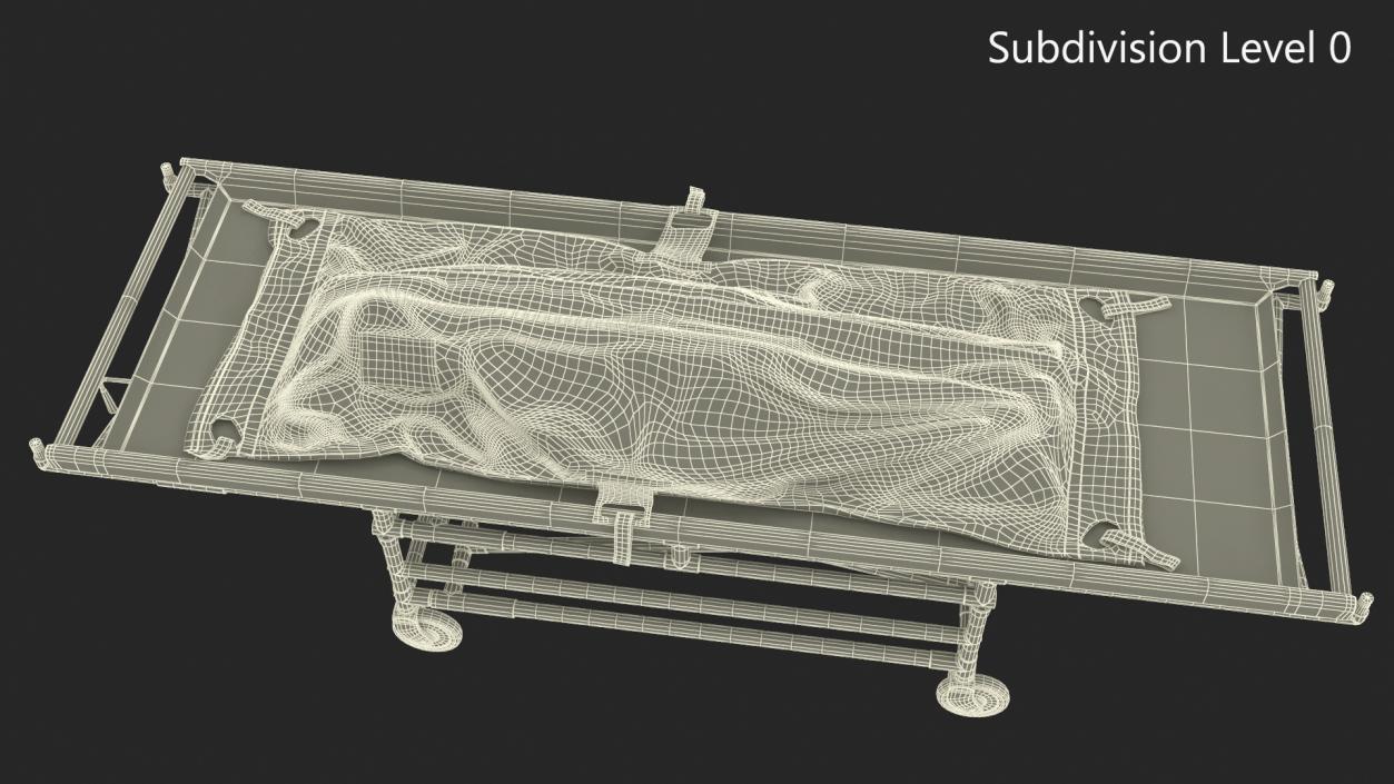 Body Bag on a Hospital Gurney 3D model