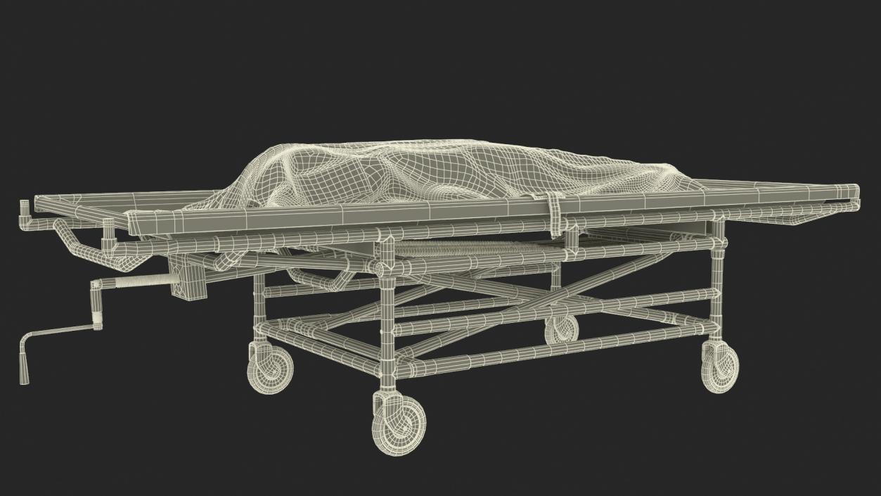 Body Bag on a Hospital Gurney 3D model