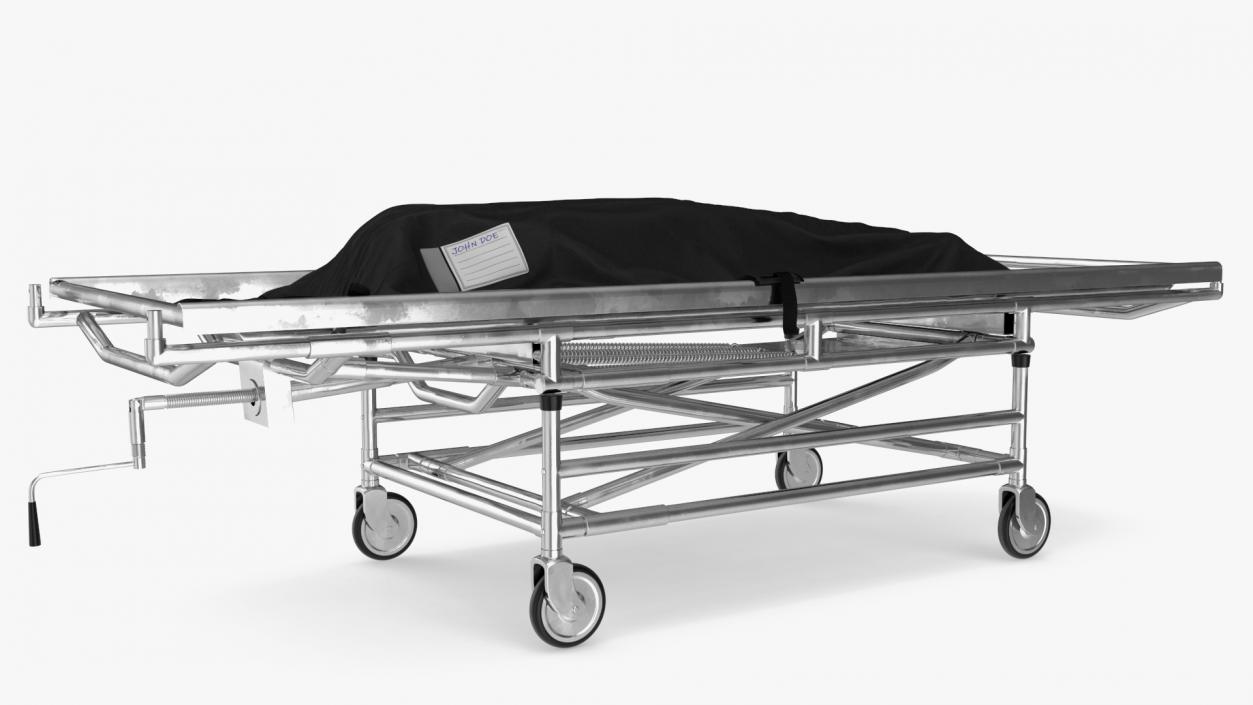 Body Bag on a Hospital Gurney 3D model