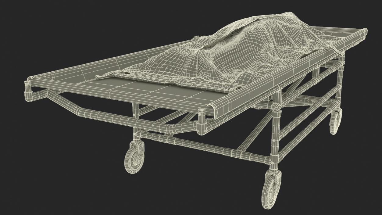 Body Bag on a Hospital Gurney 3D model