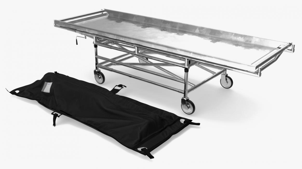 Body Bag on a Hospital Gurney 3D model