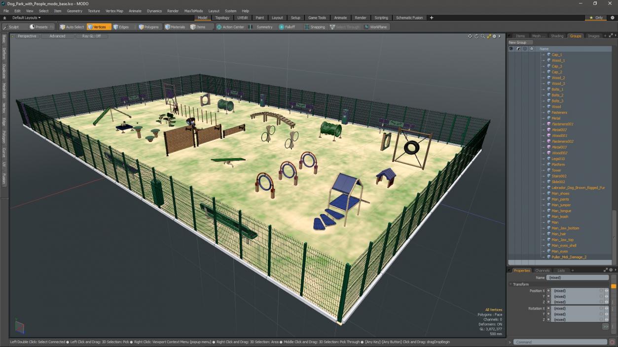 3D model Dog Park with People