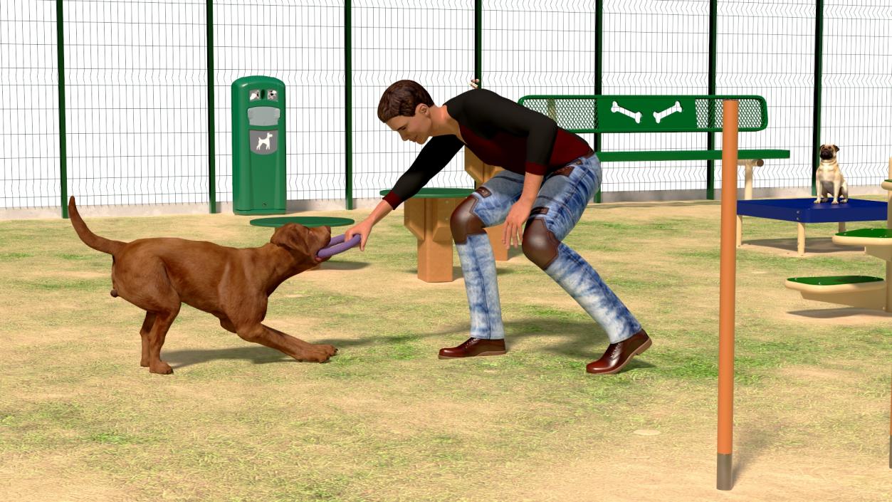 3D model Dog Park with People