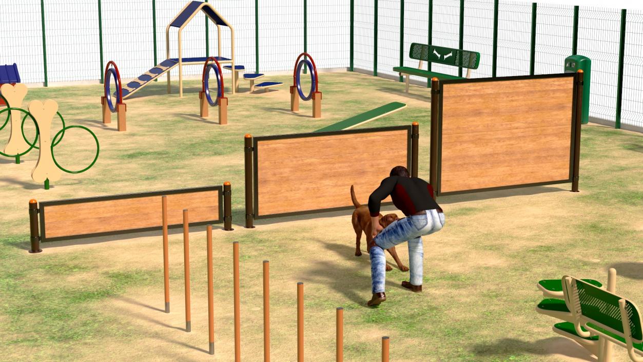 3D model Dog Park with People