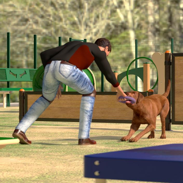 3D model Dog Park with People