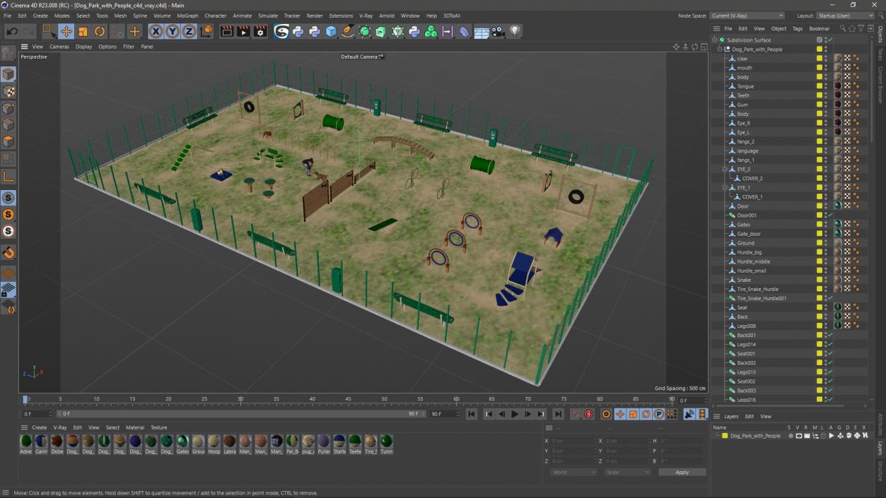 3D model Dog Park with People