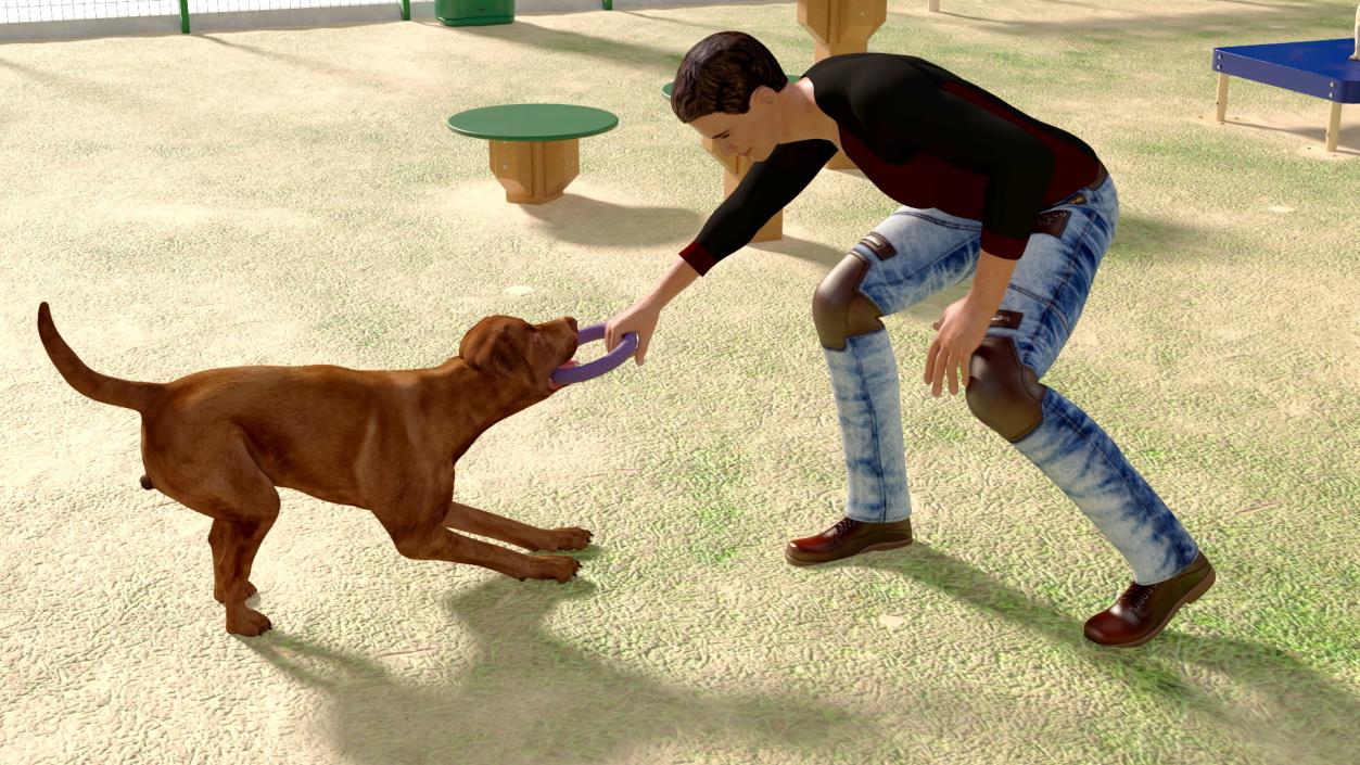 3D model Dog Park with People