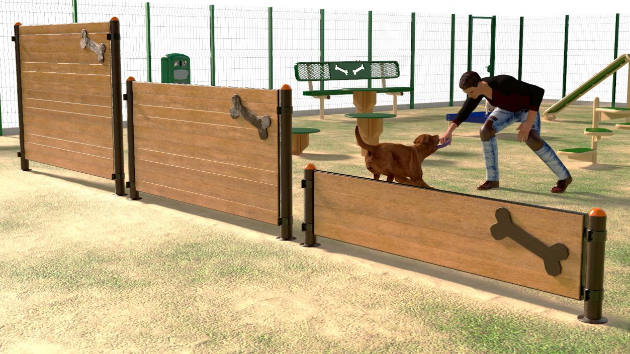 3D model Dog Park with People