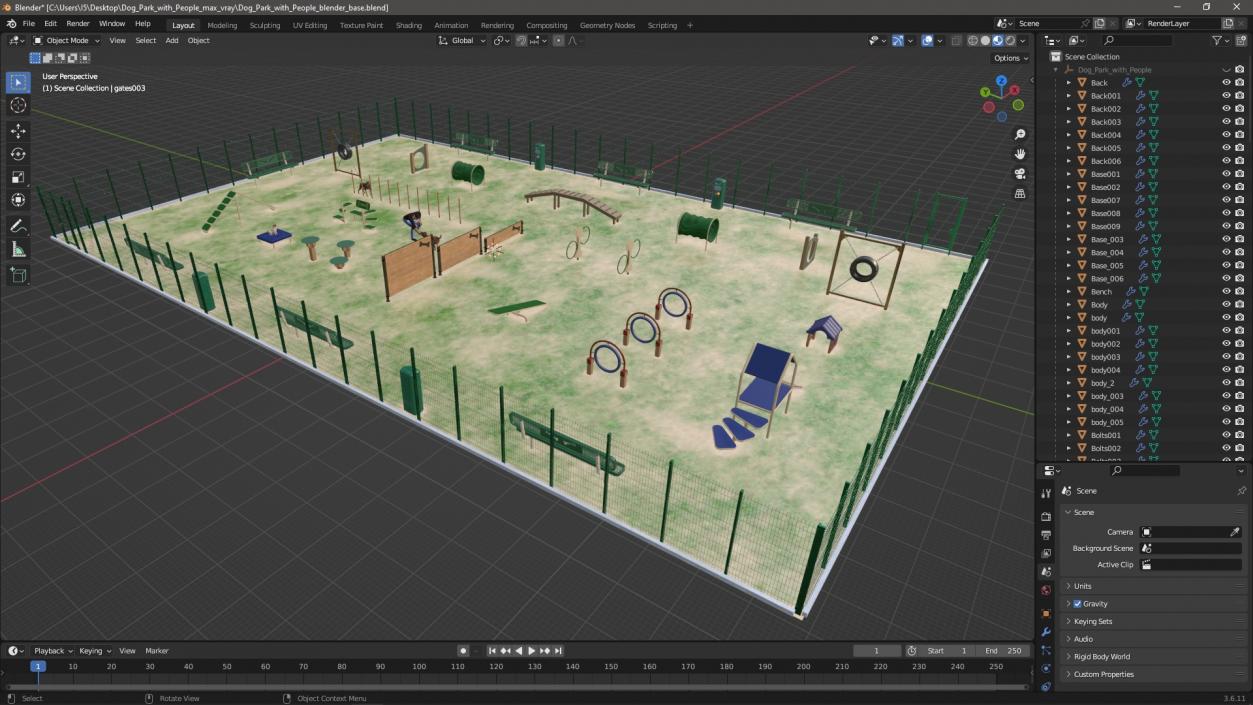 3D model Dog Park with People