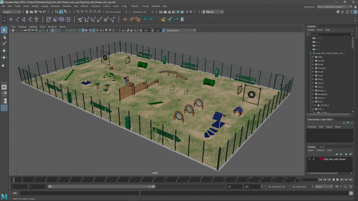 3D model Dog Park with People