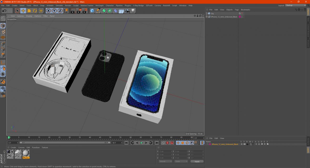 3D iPhone 12 mini Unboxed Black model