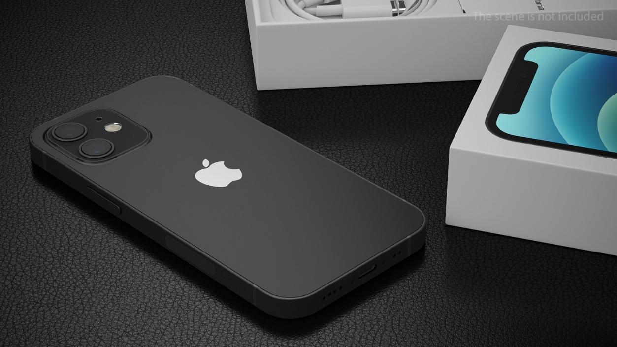 3D iPhone 12 mini Unboxed Black model