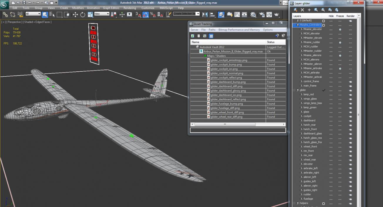 3D Airbus Perlan Mission II Glider Rigged model