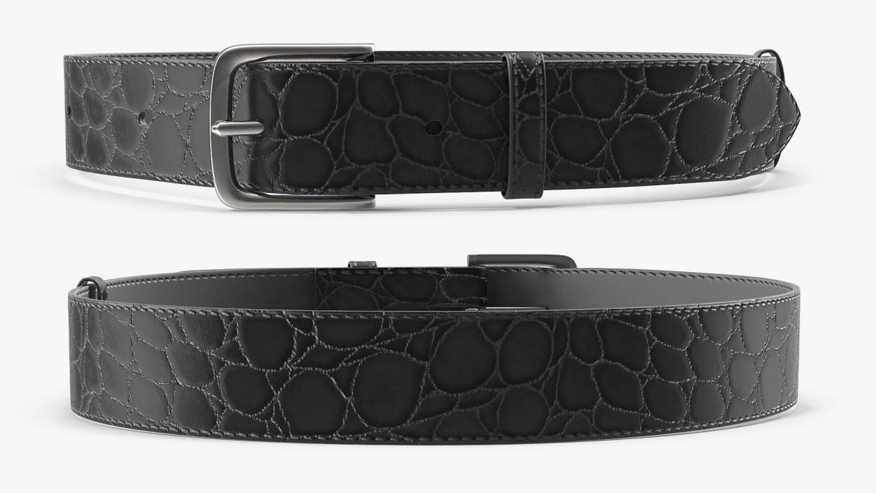 3D Black Crocodile Belt for Men model