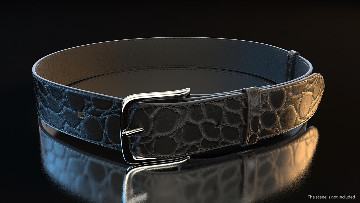 3D Black Crocodile Belt for Men model