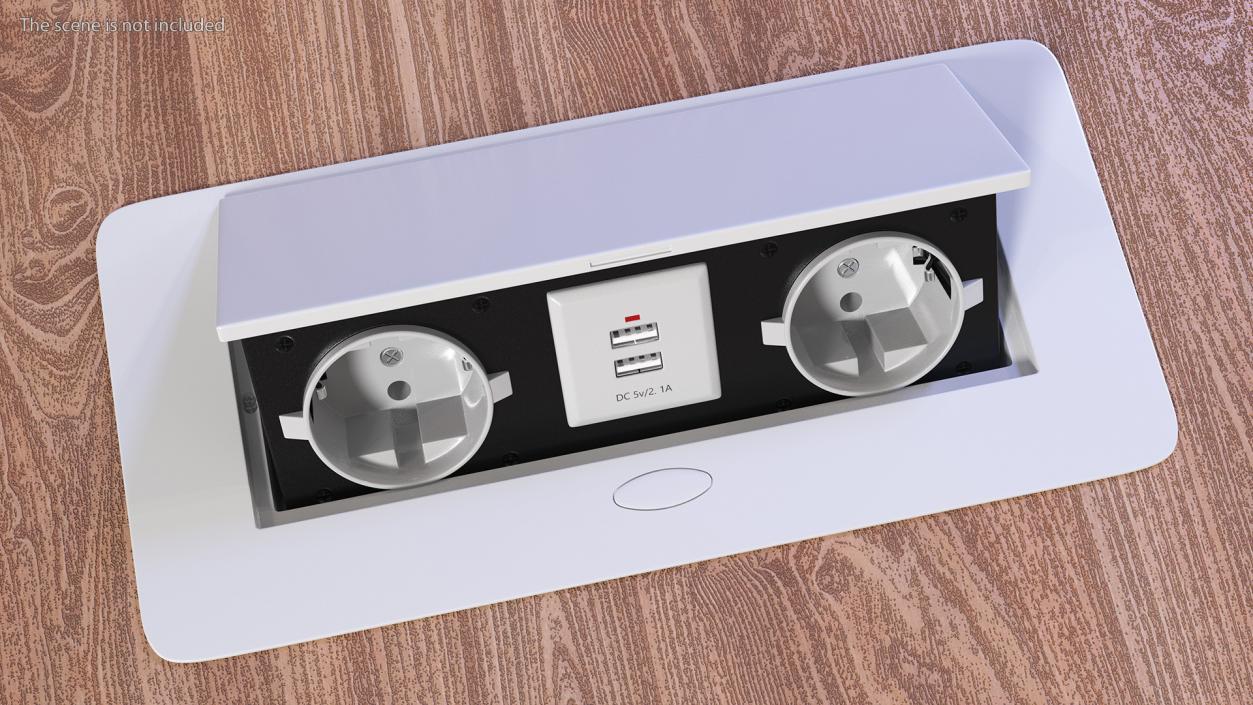 3D White Double Hidden Socket