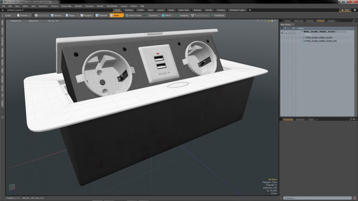 3D White Double Hidden Socket