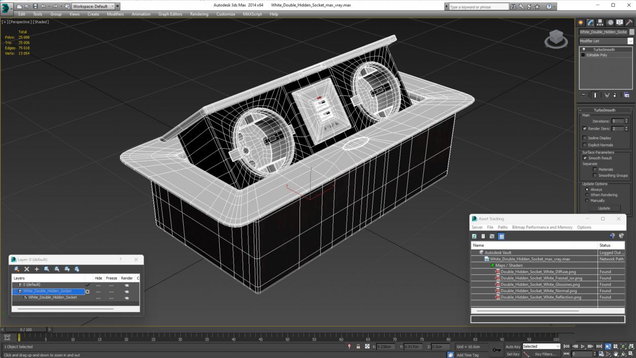 3D White Double Hidden Socket