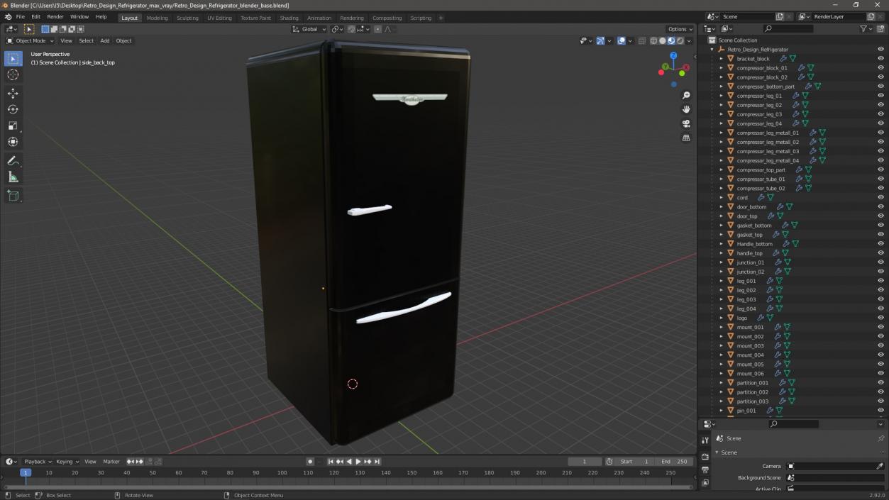 3D model Retro Design Refrigerator