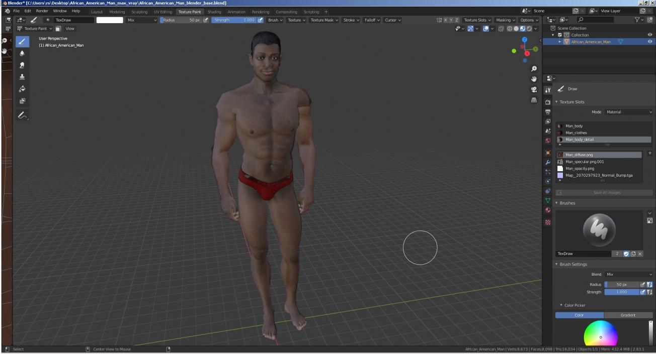 3D model African American Man