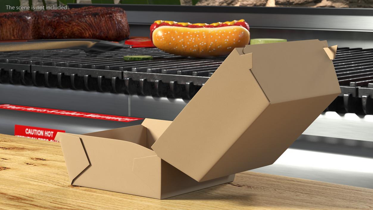 Burger Box Brown Open Empty 3D