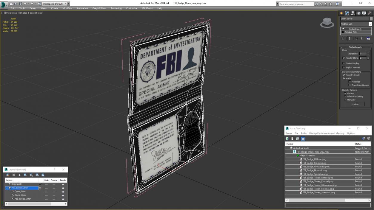 FBI Badge Open 3D model