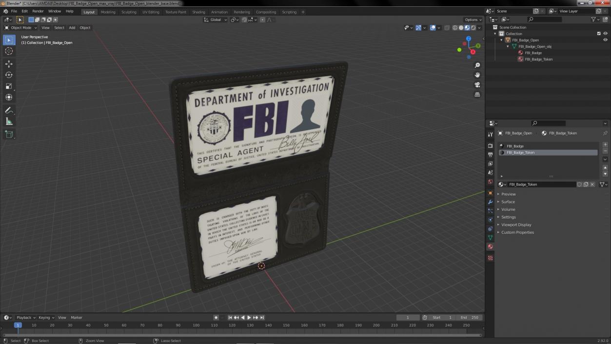 FBI Badge Open 3D model