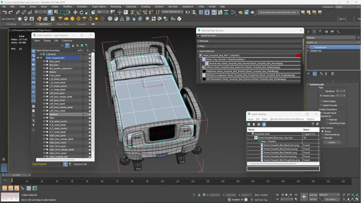 3D model Smart Hospital Bed 2