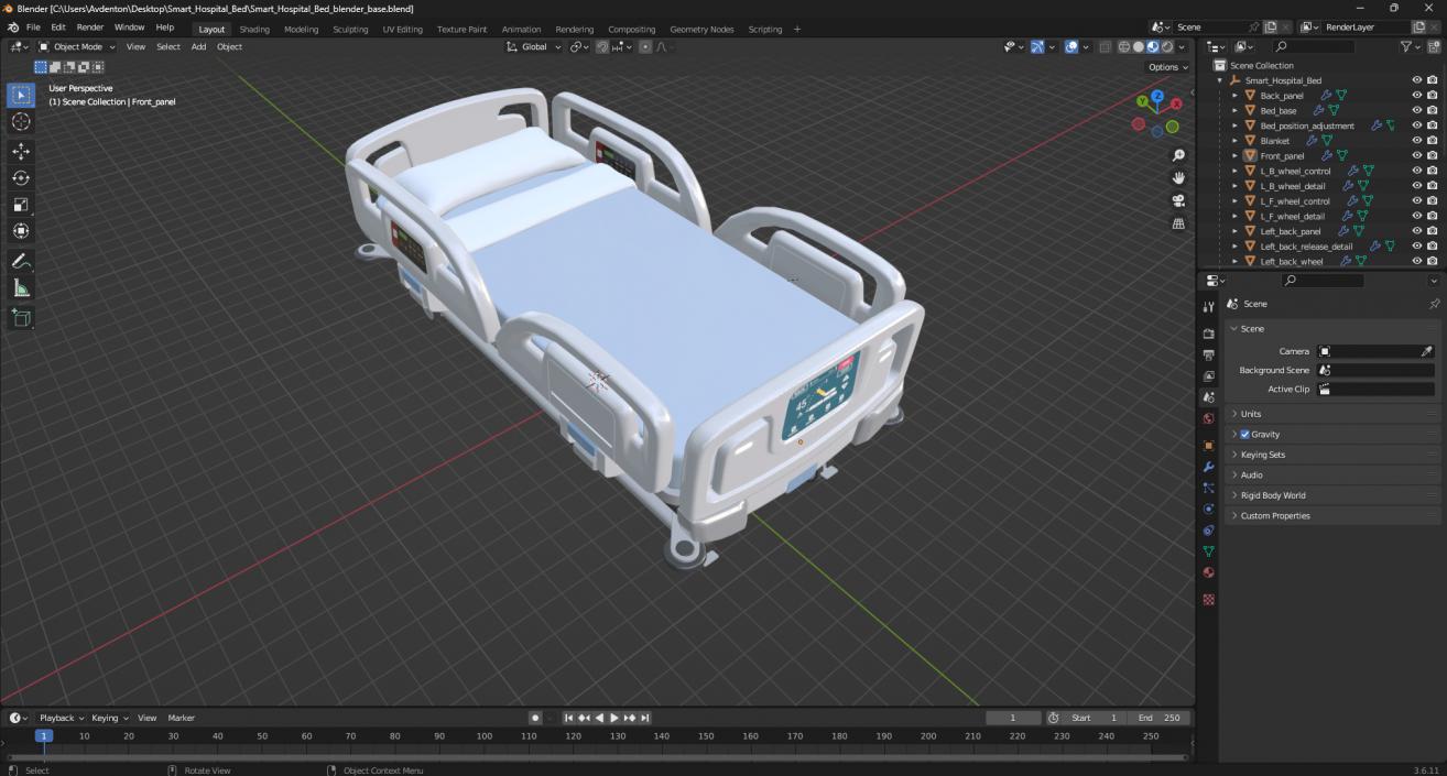 3D model Smart Hospital Bed 2