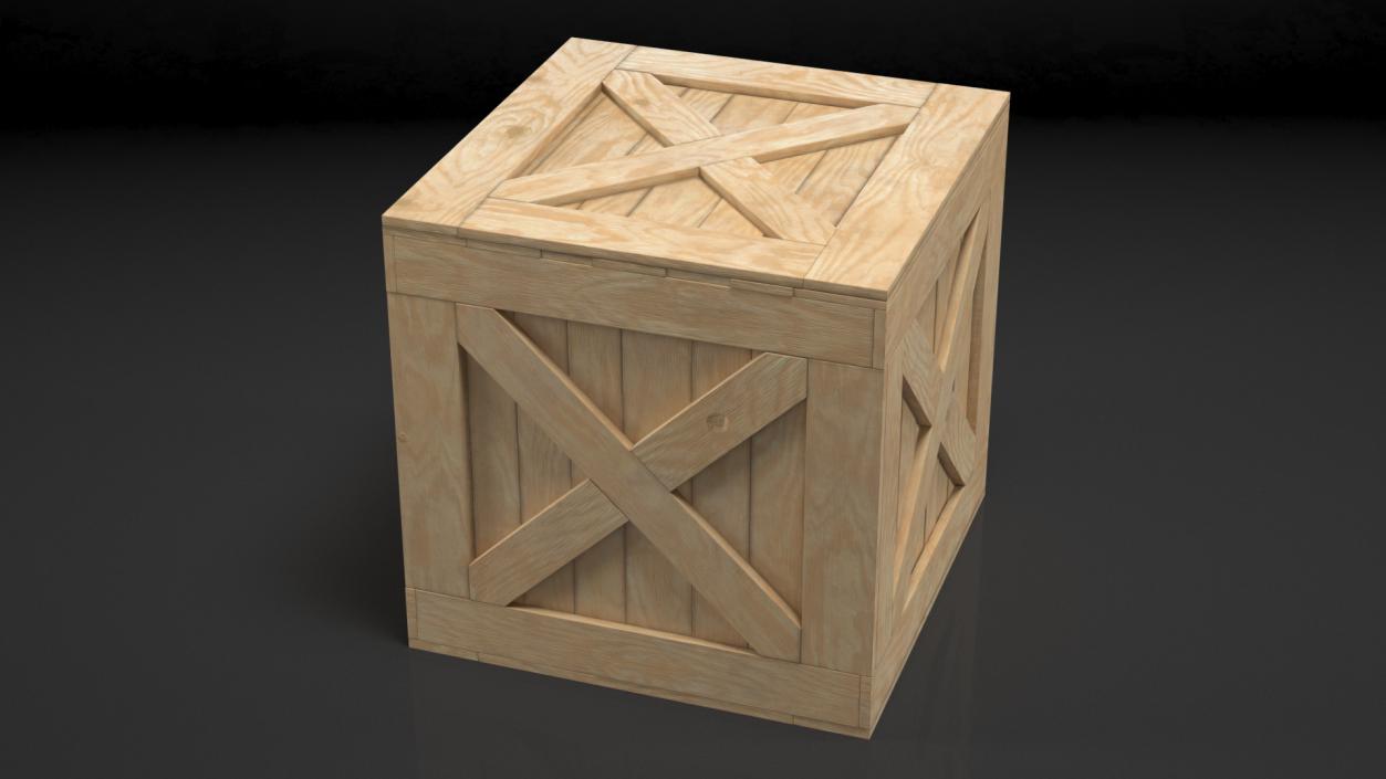 Open Wooden Shipping Box 3D model