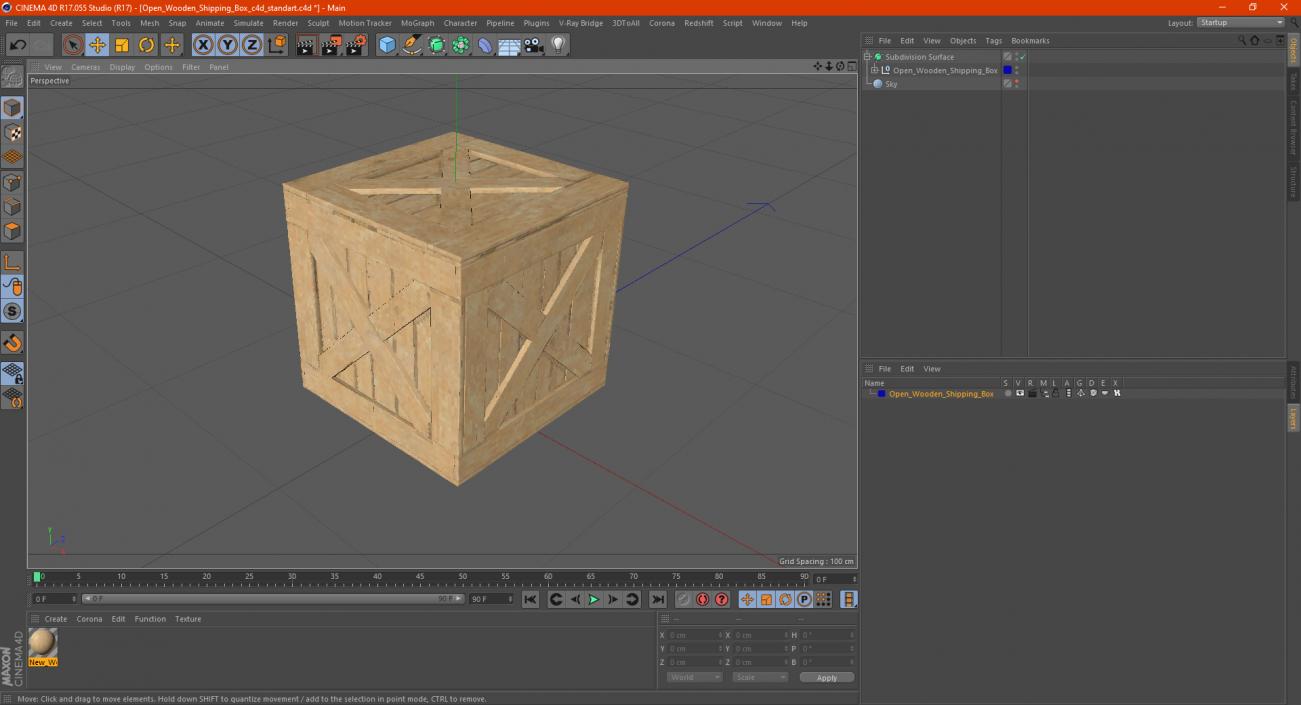 Open Wooden Shipping Box 3D model