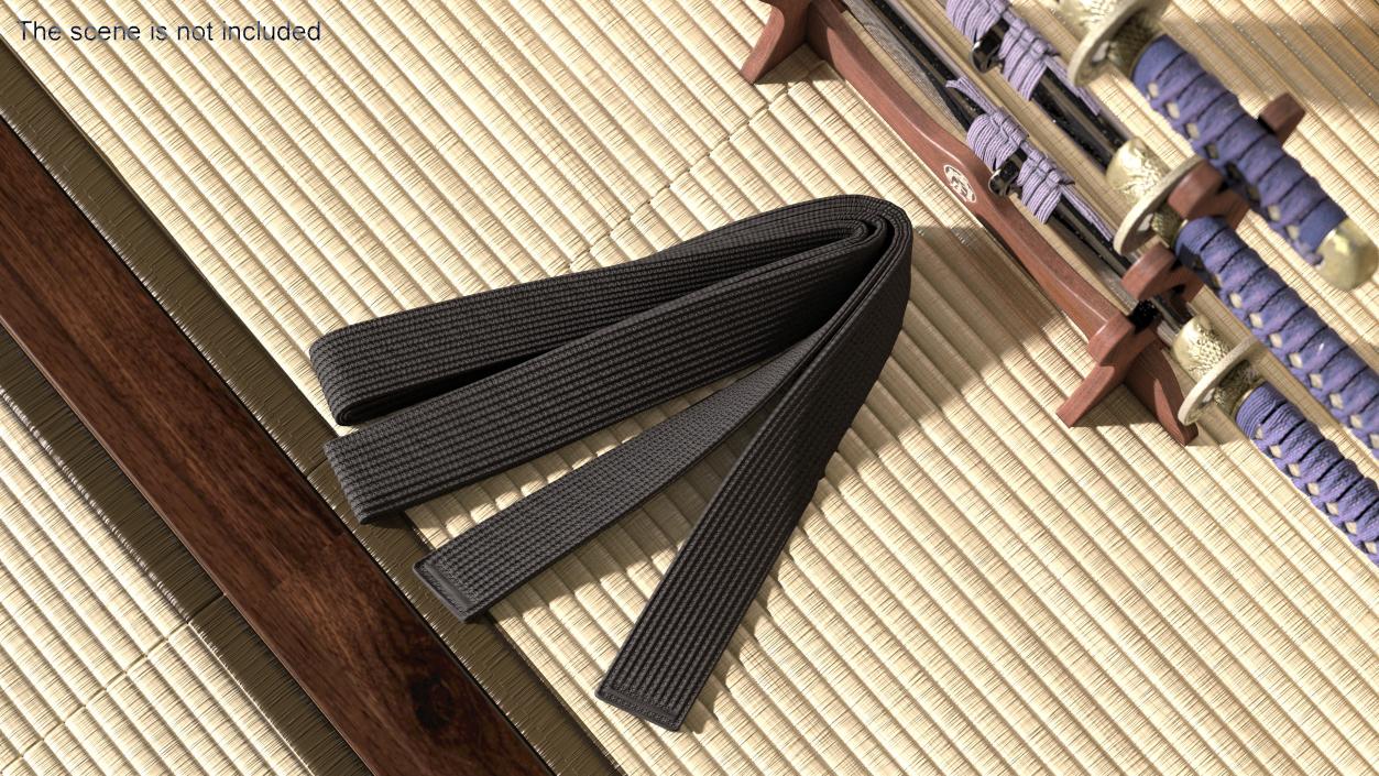 Black Martial Arts Obi Belt 3D