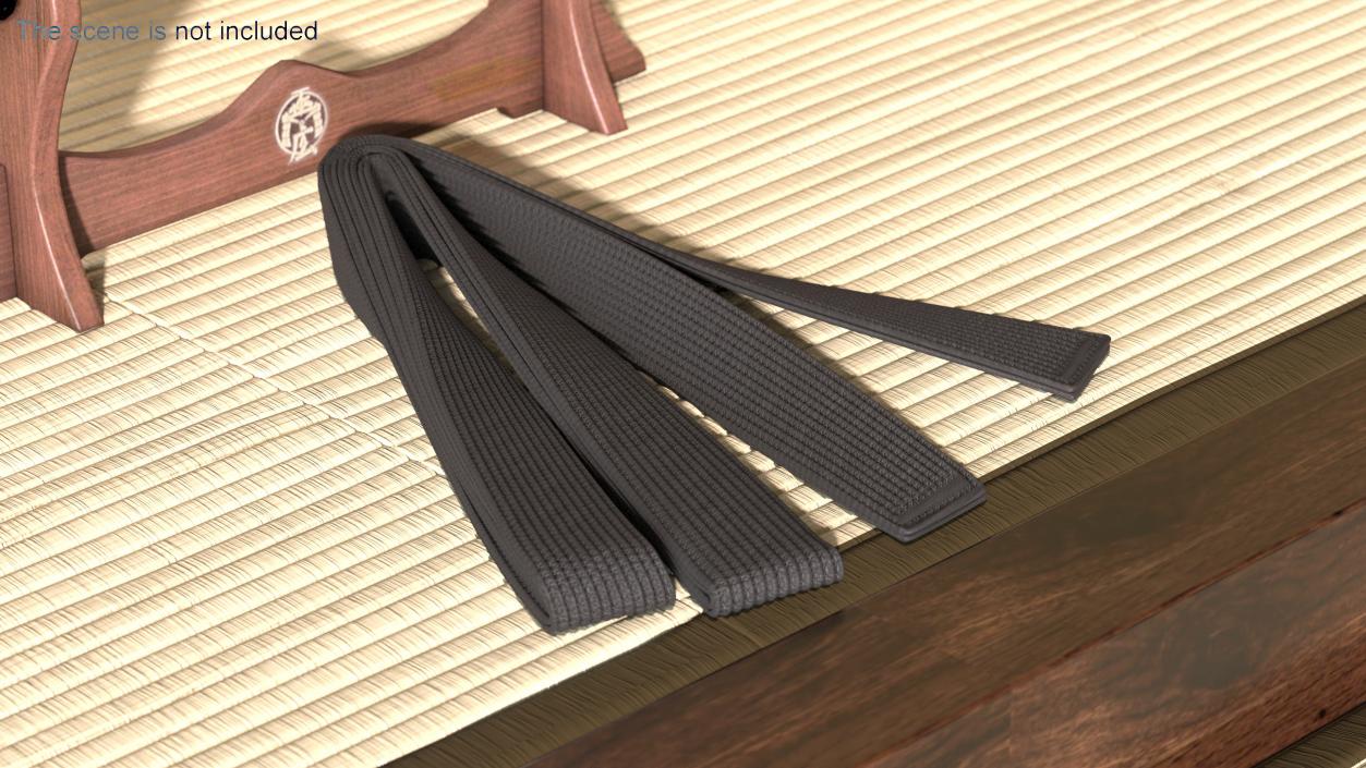 Black Martial Arts Obi Belt 3D