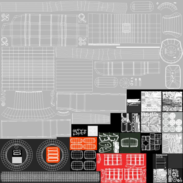 3D Compact Pickup Truck Simple Interior