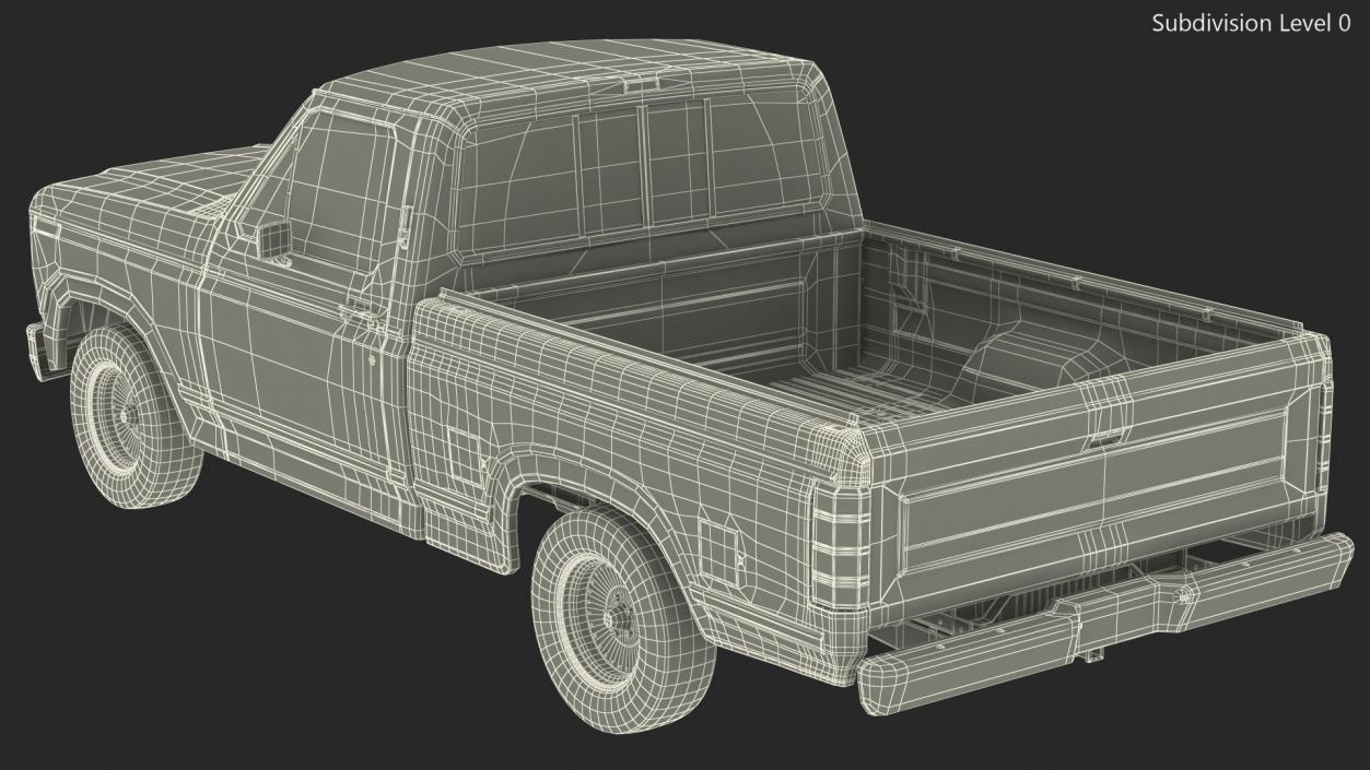 3D Compact Pickup Truck Simple Interior