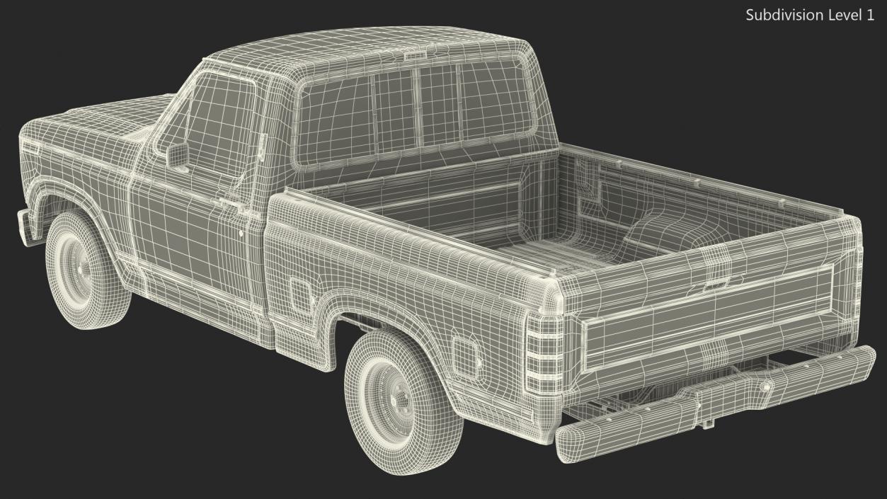 3D Compact Pickup Truck Simple Interior