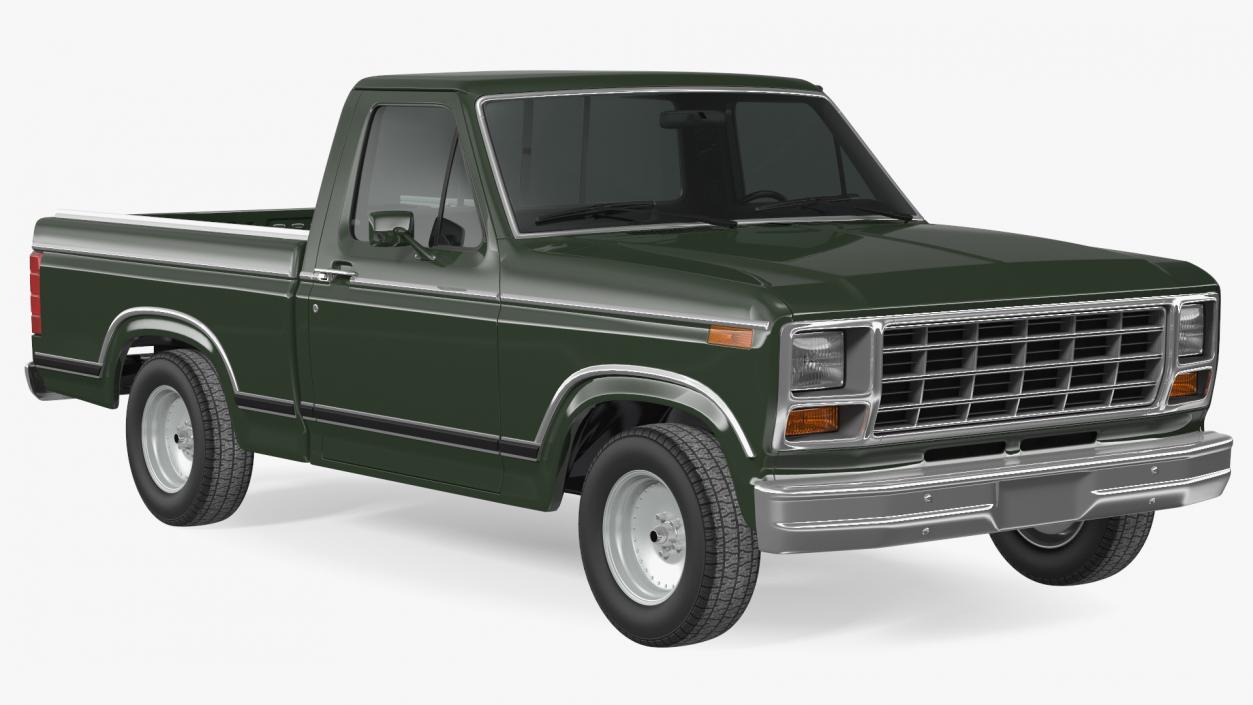 3D Compact Pickup Truck Simple Interior