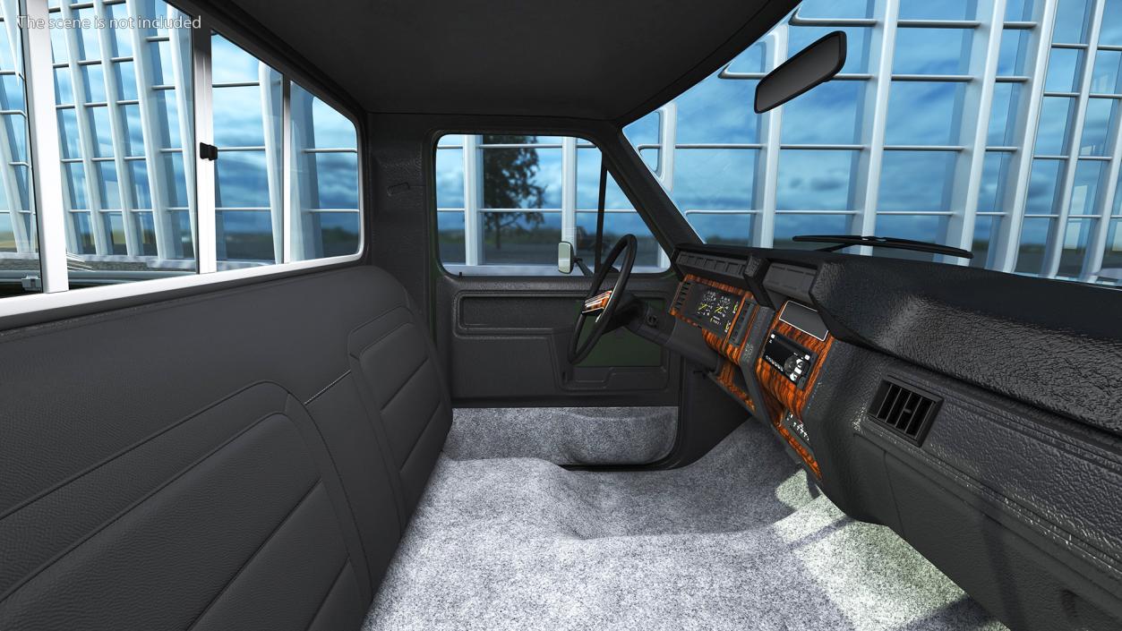 3D Compact Pickup Truck Simple Interior