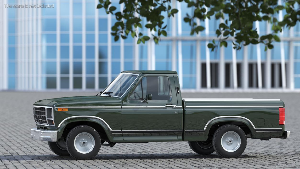 3D Compact Pickup Truck Simple Interior