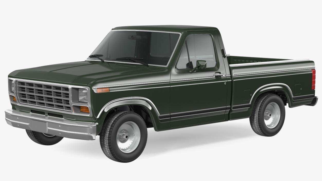 3D Compact Pickup Truck Simple Interior