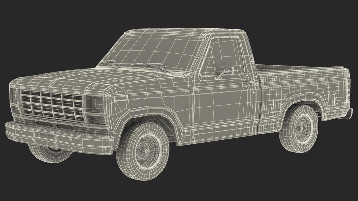 3D Compact Pickup Truck Simple Interior