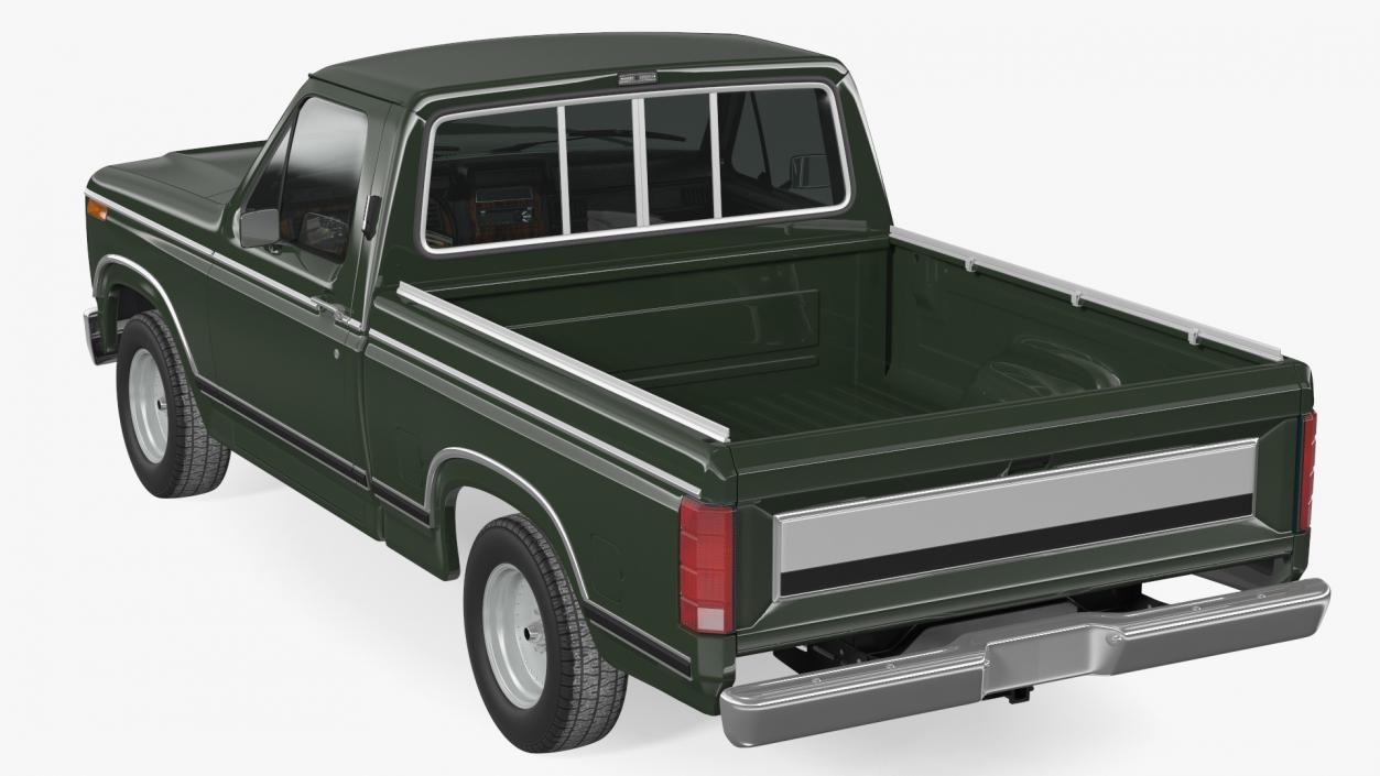 3D Compact Pickup Truck Simple Interior