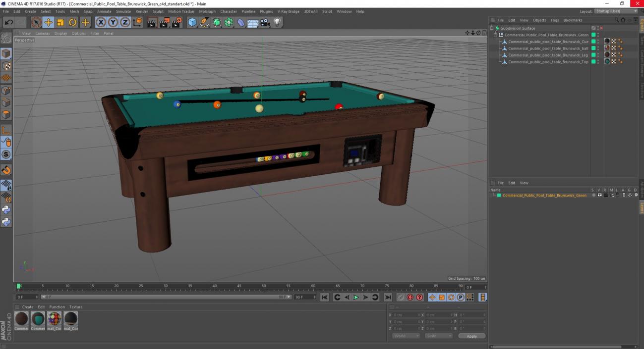 3D Commercial Public Pool Table Brunswick Green 2